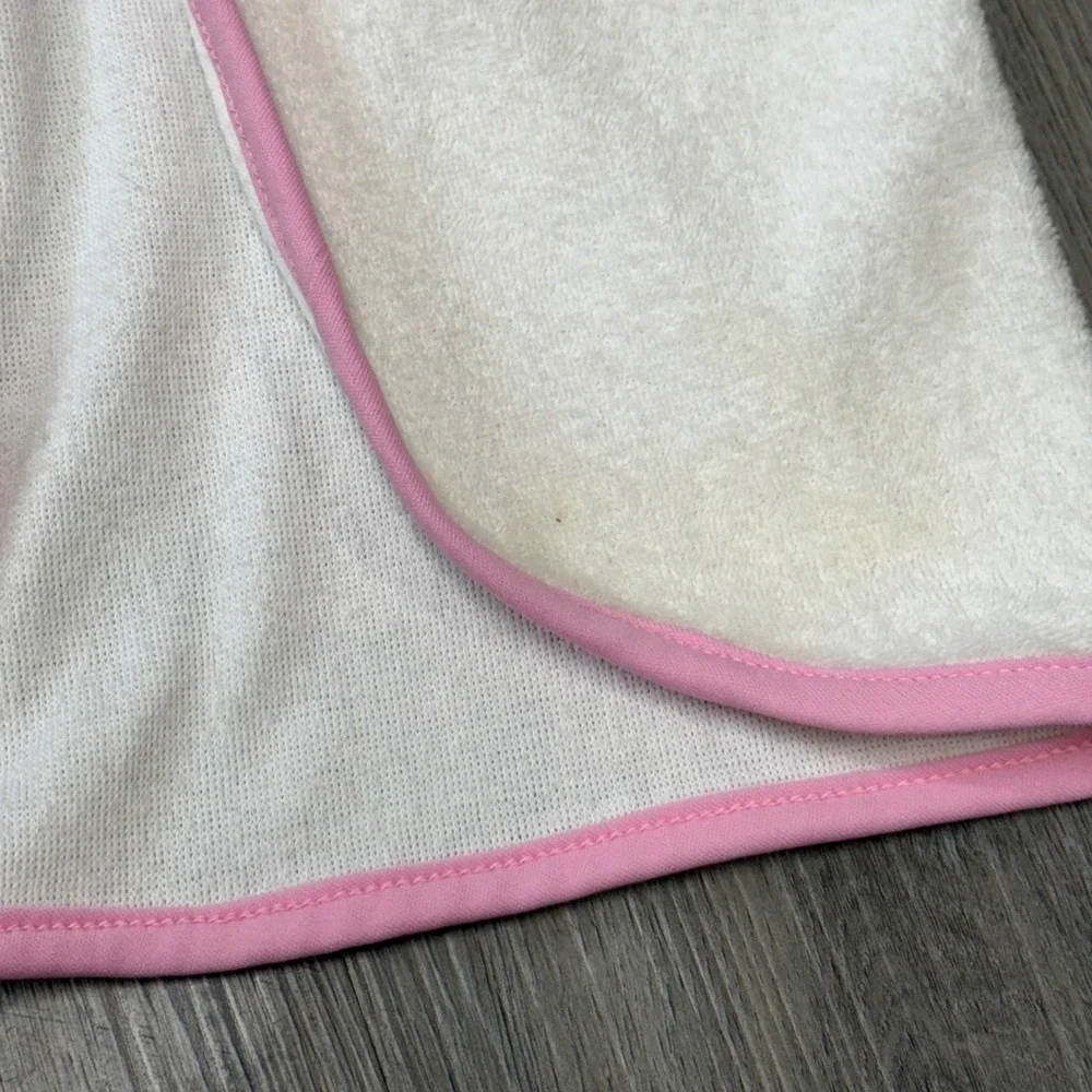 Vintage OshKosh B'gosh Kids White Pink Terry Cloth Hooded Beach Coverup 24M USA
